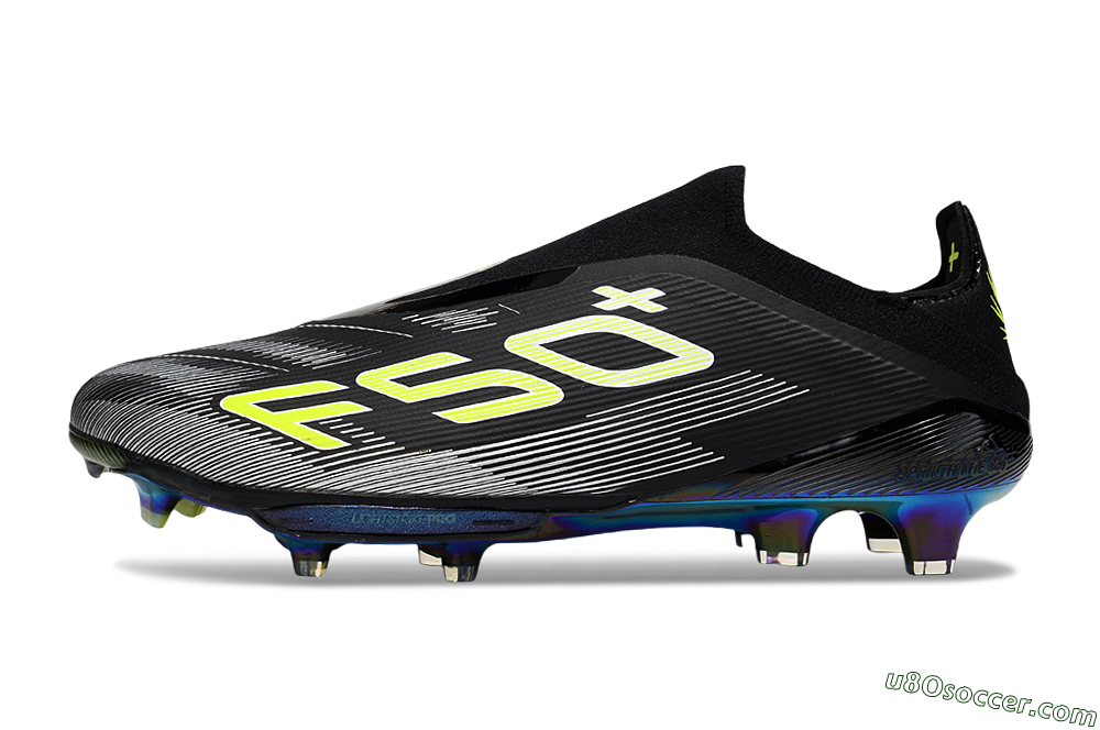 Adidas F50+ Elite Lightstrike Laceless FG Firm Ground Soccer Cleats - Black/White/Yellow 2