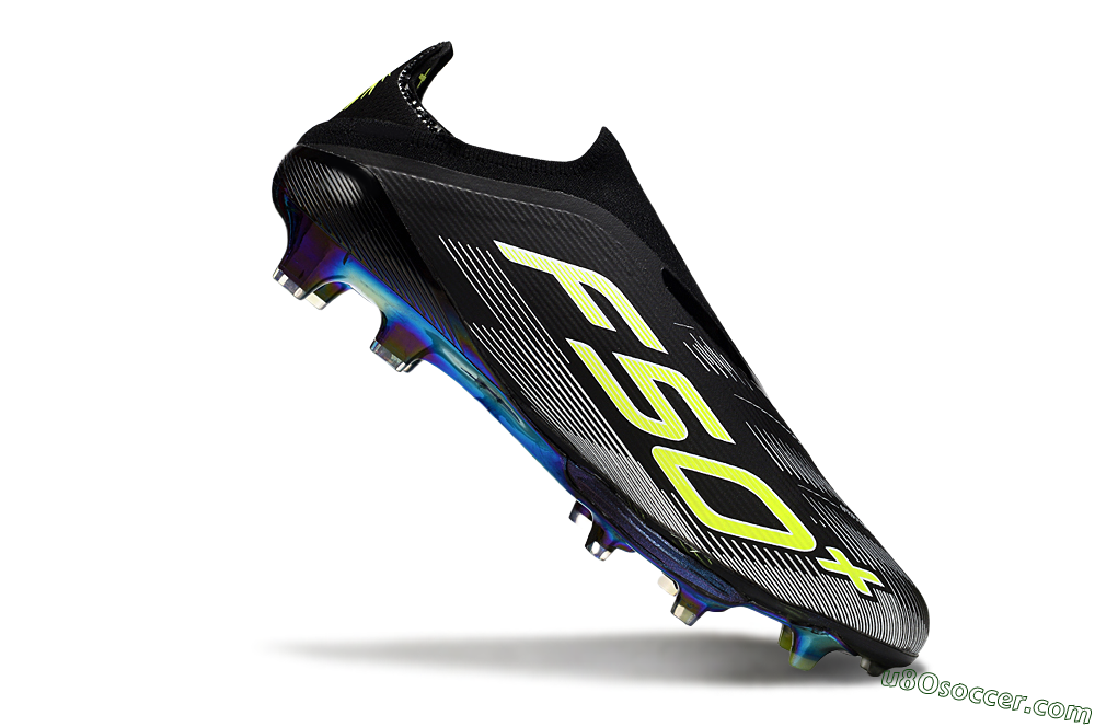 Adidas F50+ Elite Lightstrike Laceless FG Firm Ground Soccer Cleats - Black/White/Yellow 4