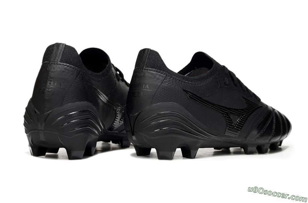Mizuno Morelia Neo 4 FG Firm Ground Soccer Cleats - Black/Black/Black 6