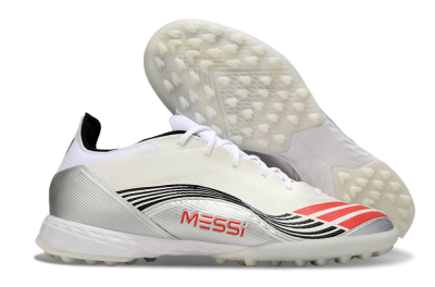 Messi x Adidas F50 Pro TF Artificial Turf Soccer Shoes - Silver/Red/Black