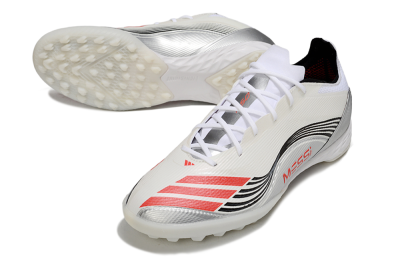 Messi x Adidas F50 Pro TF Artificial Turf Soccer Shoes - Silver/Red/Black