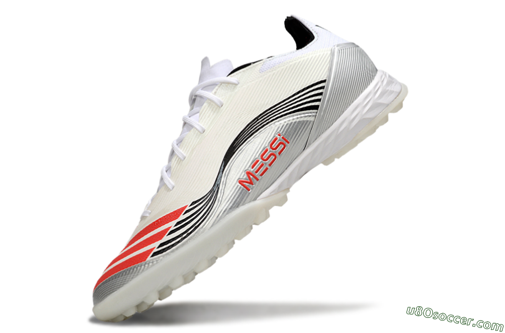 Messi x Adidas F50 Pro TF Artificial Turf Soccer Shoes - Silver/Red/Black 5