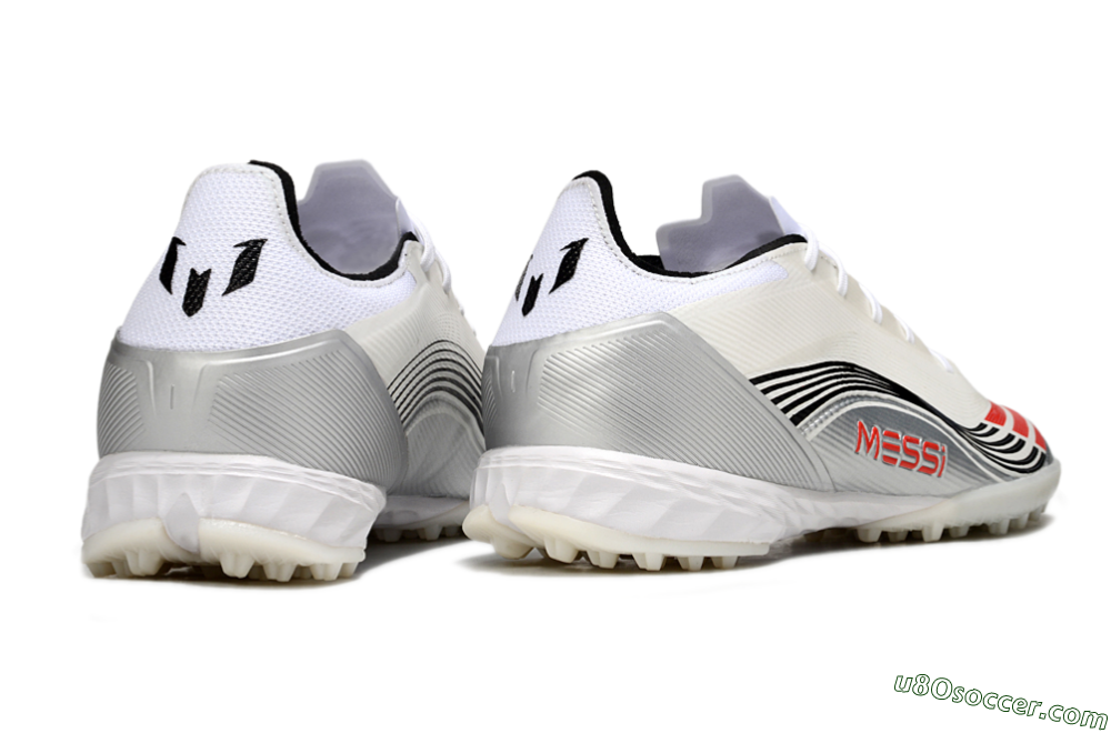Messi x Adidas F50 Pro TF Artificial Turf Soccer Shoes - Silver/Red/Black 6