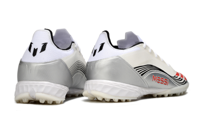 Messi x Adidas F50 Pro TF Artificial Turf Soccer Shoes - Silver/Red/Black