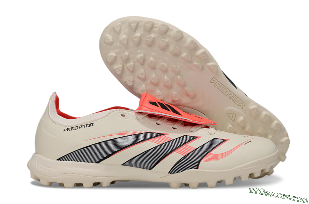 Adidas Predator Elite Foldover Tongue TF Artificial Turf Soccer Shoes - Beige/Black/Red 1