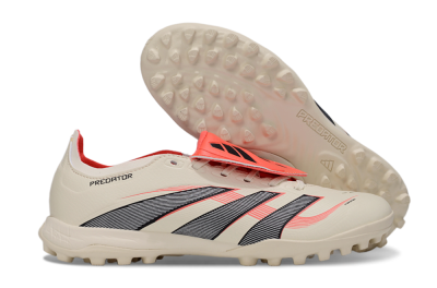 Adidas Predator Elite Foldover Tongue TF Artificial Turf Soccer Shoes - Beige/Black/Red