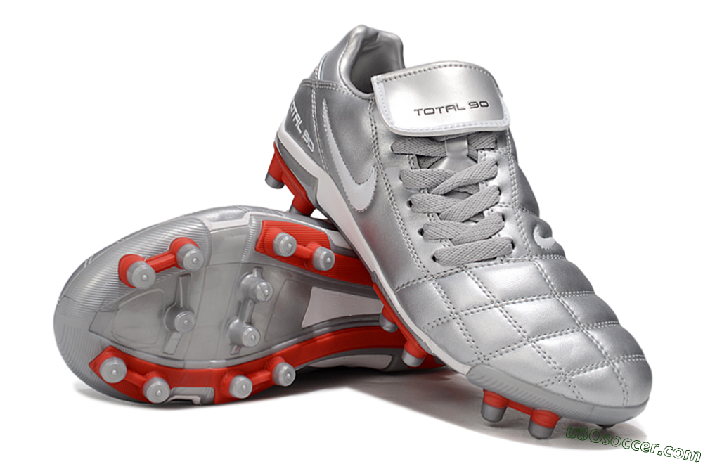 Nike Total 90 III FG Firm Ground Soccer Cleats - Silver/White/Red 4