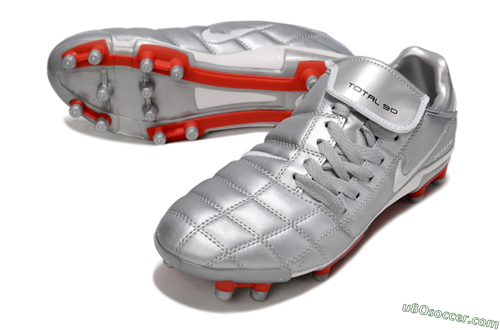 Nike Total 90 III FG Firm Ground Soccer Cleats - Silver/White/Red 3