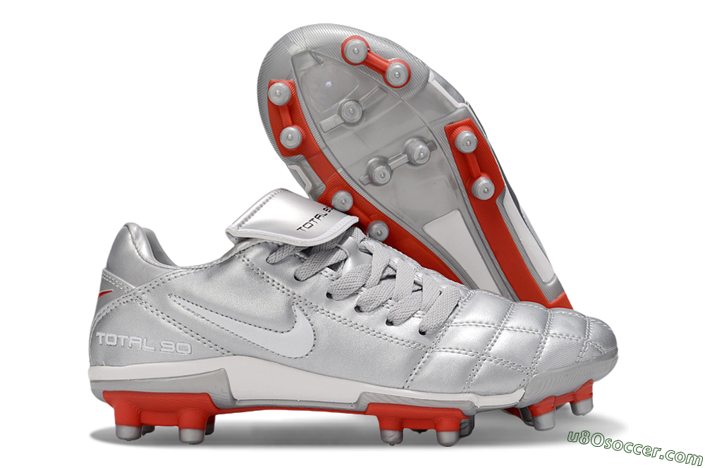 Nike Total 90 III FG Firm Ground Soccer Cleats - Silver/White/Red 1