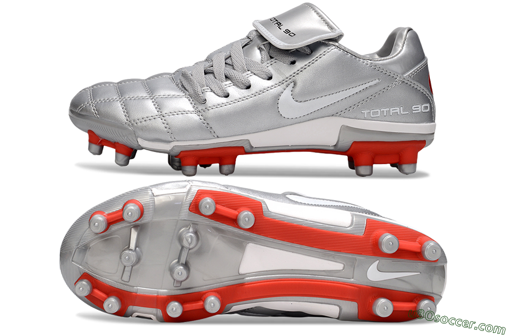 Nike Total 90 III FG Firm Ground Soccer Cleats - Silver/White/Red 0