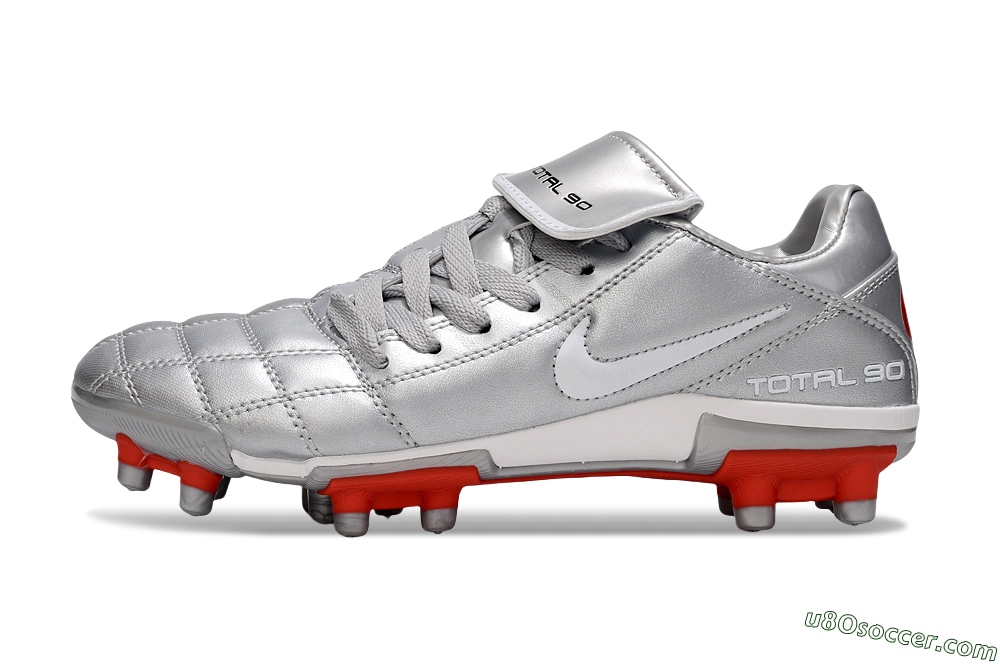 Nike Total 90 III FG Firm Ground Soccer Cleats - Silver/White/Red 2