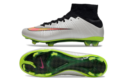 Nike Mercurial Superfly 4 Elite FG Firm Ground Soccer Cleats - Silver/Black/Yellow