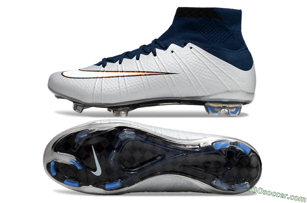 Nike Mercurial Superfly 4 Elite FG Firm Ground Soccer Cleats - Silver/Blue/Yellow 0