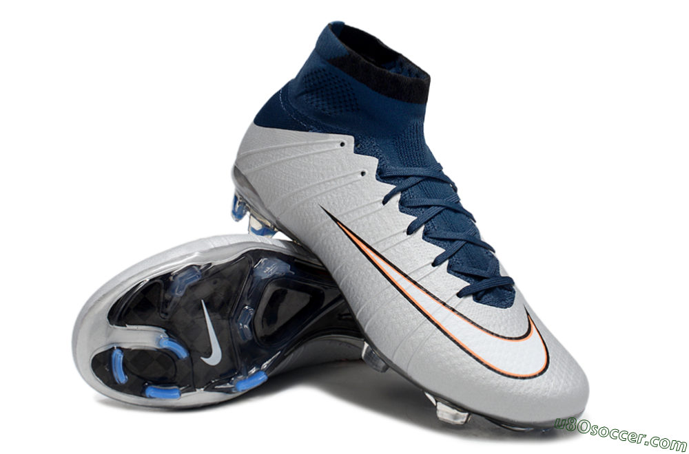 Nike Mercurial Superfly 4 Elite FG Firm Ground Soccer Cleats - Silver/Blue/Yellow 3