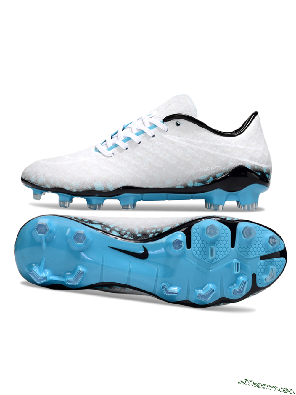 Nike Hypervenom Phantom FG Firm Ground Soccer Cleats - White/Black/Blue 0