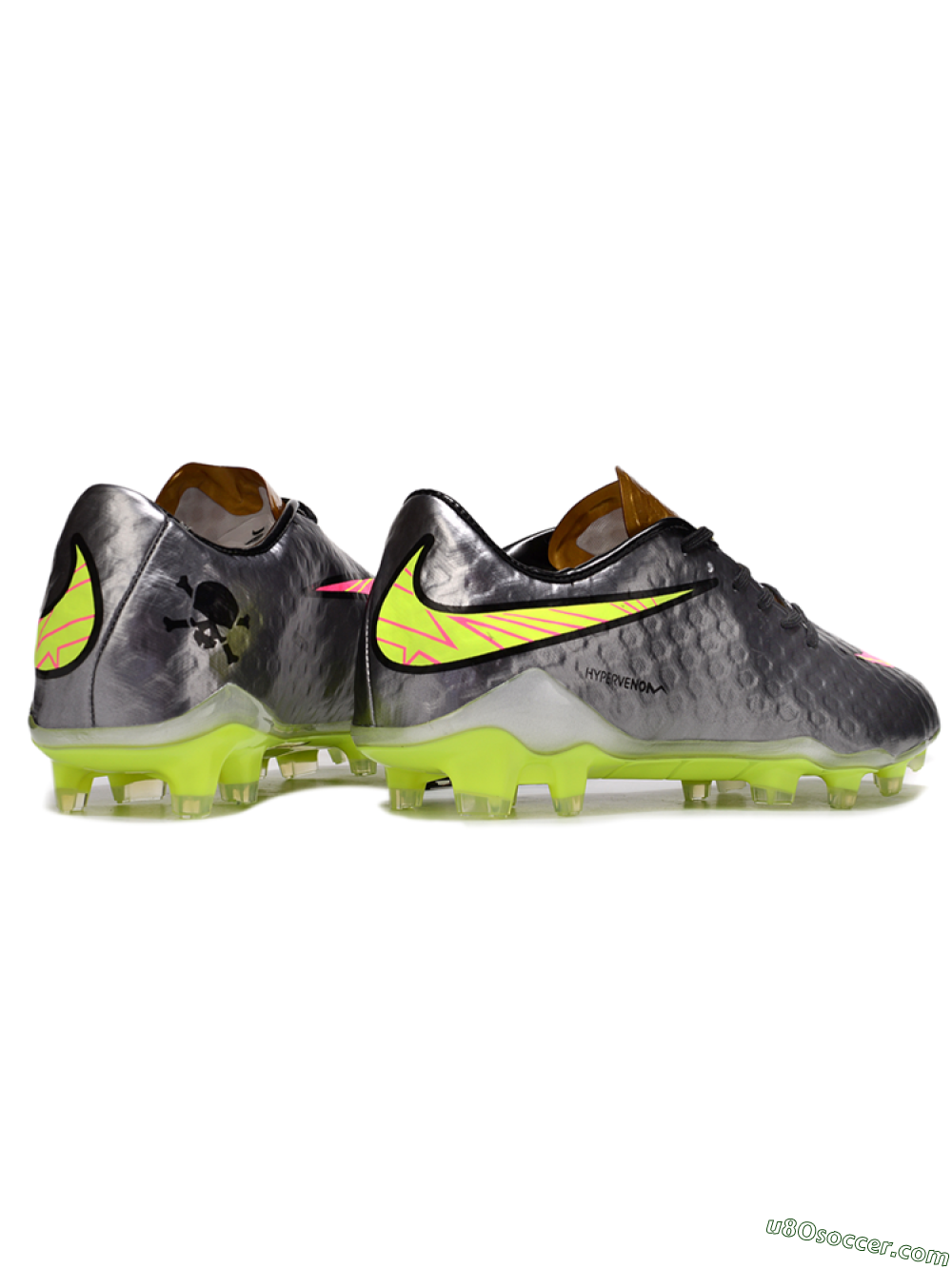 Nike Hypervenom Phantom FG Firm Ground Soccer Cleats - Silver/Yellow/Pink 6
