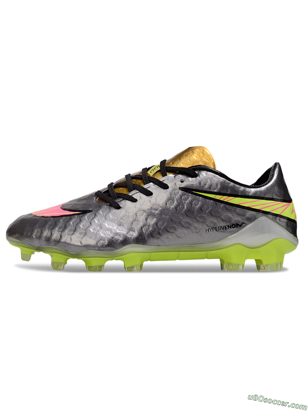 Nike Hypervenom Phantom FG Firm Ground Soccer Cleats - Silver/Yellow/Pink 2
