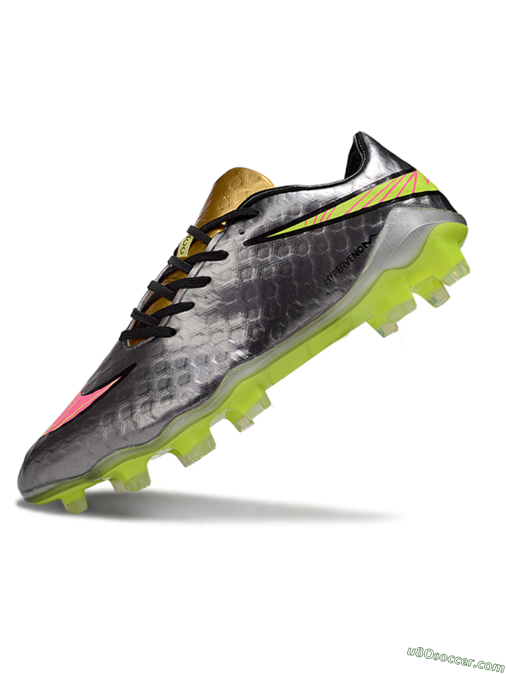 Nike Hypervenom Phantom FG Firm Ground Soccer Cleats - Silver/Yellow/Pink 5