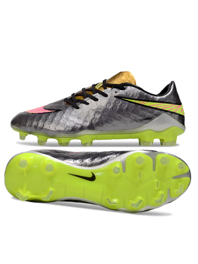 Nike Hypervenom Phantom FG Firm Ground Soccer Cleats - Silver/Yellow/Pink