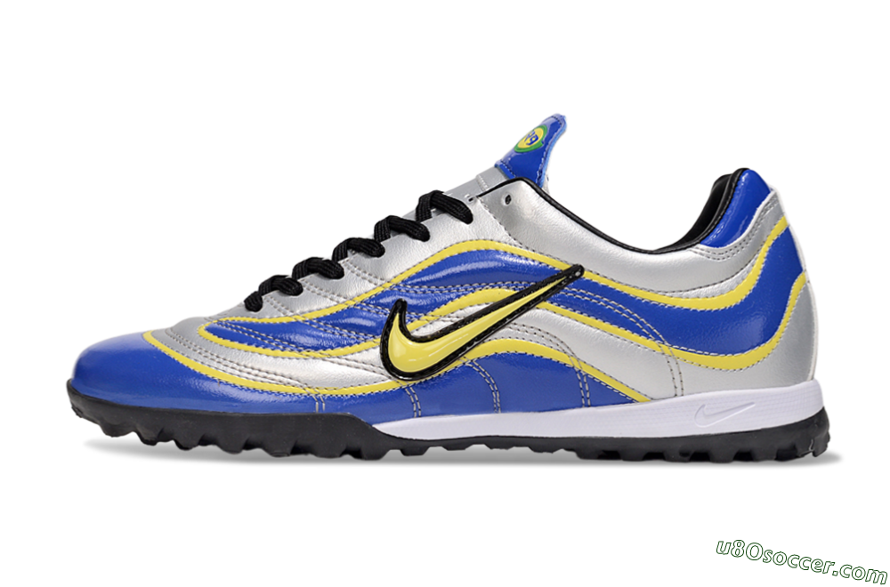 Nike Mercurial R9 TF Artificial Turf Soccer Shoes - Silver/Blue/Yellow 2