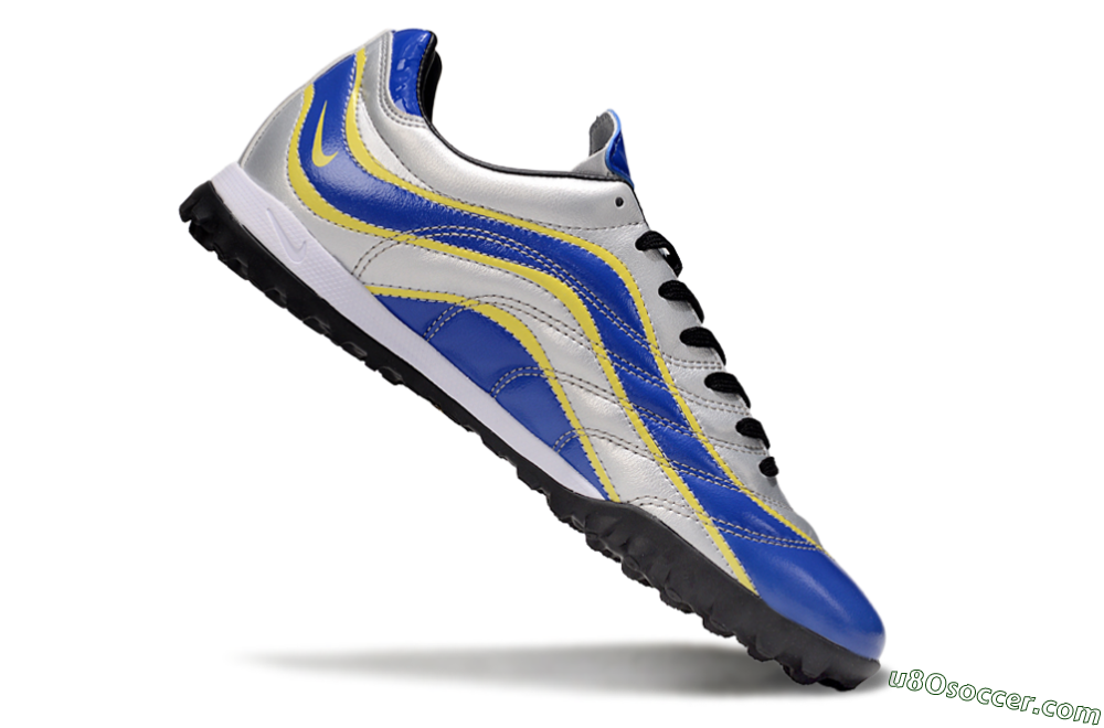Nike Mercurial R9 TF Artificial Turf Soccer Shoes - Silver/Blue/Yellow 4