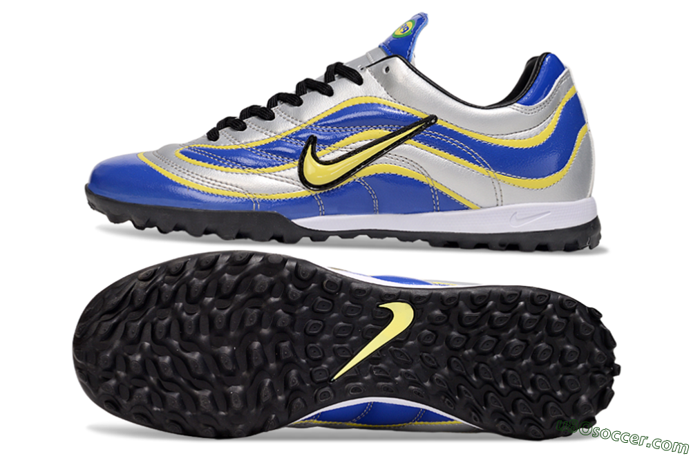 Nike Mercurial R9 TF Artificial Turf Soccer Shoes - Silver/Blue/Yellow 0