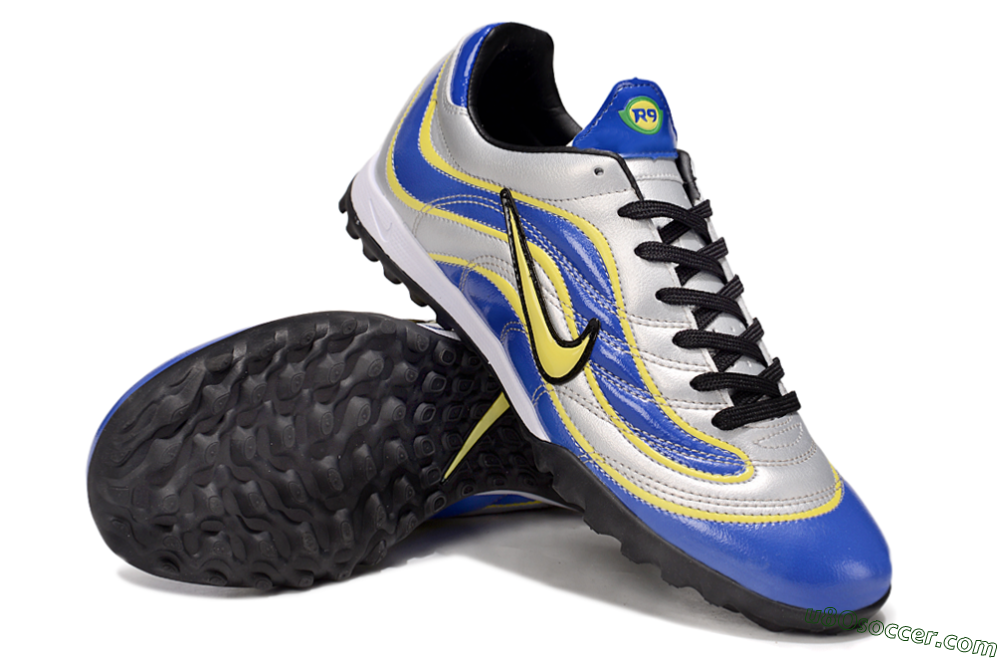 Nike Mercurial R9 TF Artificial Turf Soccer Shoes - Silver/Blue/Yellow 3