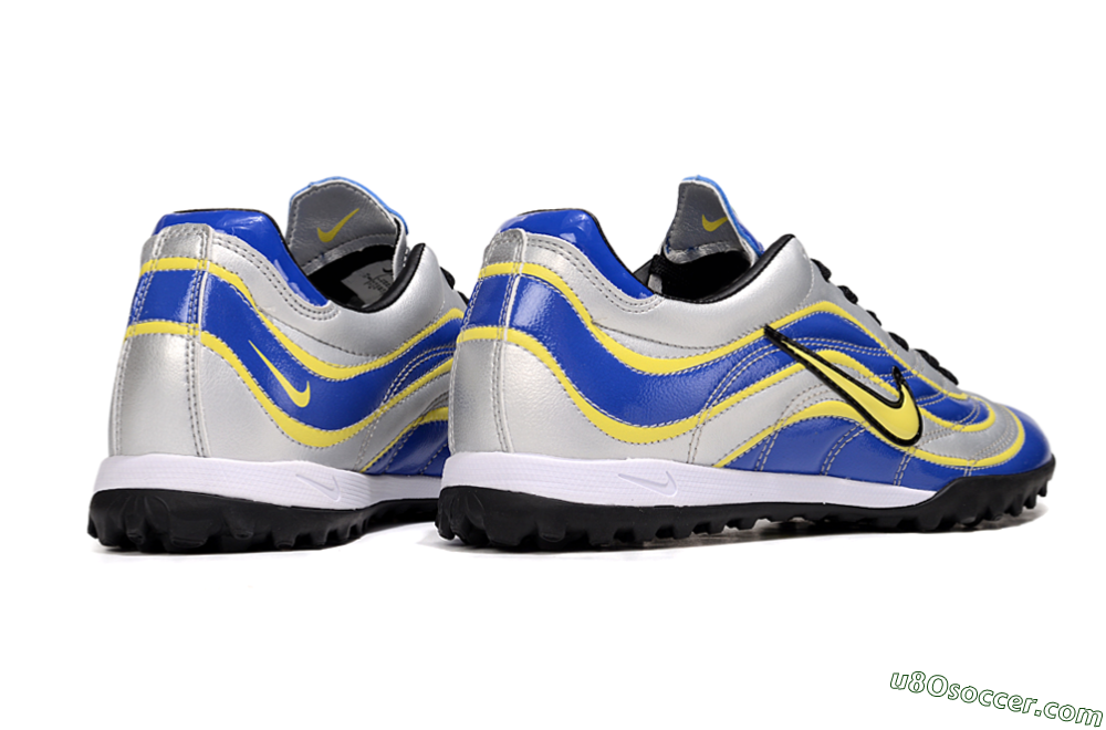 Nike Mercurial R9 TF Artificial Turf Soccer Shoes - Silver/Blue/Yellow 6