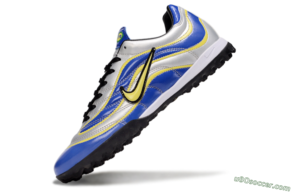 Nike Mercurial R9 TF Artificial Turf Soccer Shoes - Silver/Blue/Yellow 5