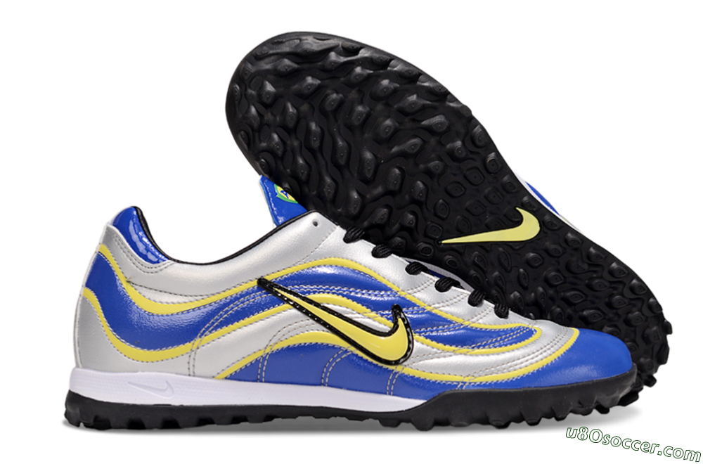 Nike Mercurial R9 TF Artificial Turf Soccer Shoes - Silver/Blue/Yellow 1