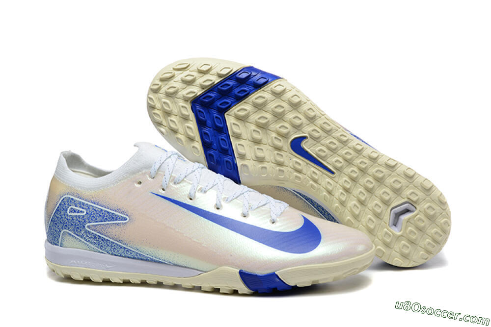 Nike Air Zoom Mercurial Vapor 16 Elite TF Artificial Turf Soccer Shoes - Beige/Blue/White 1