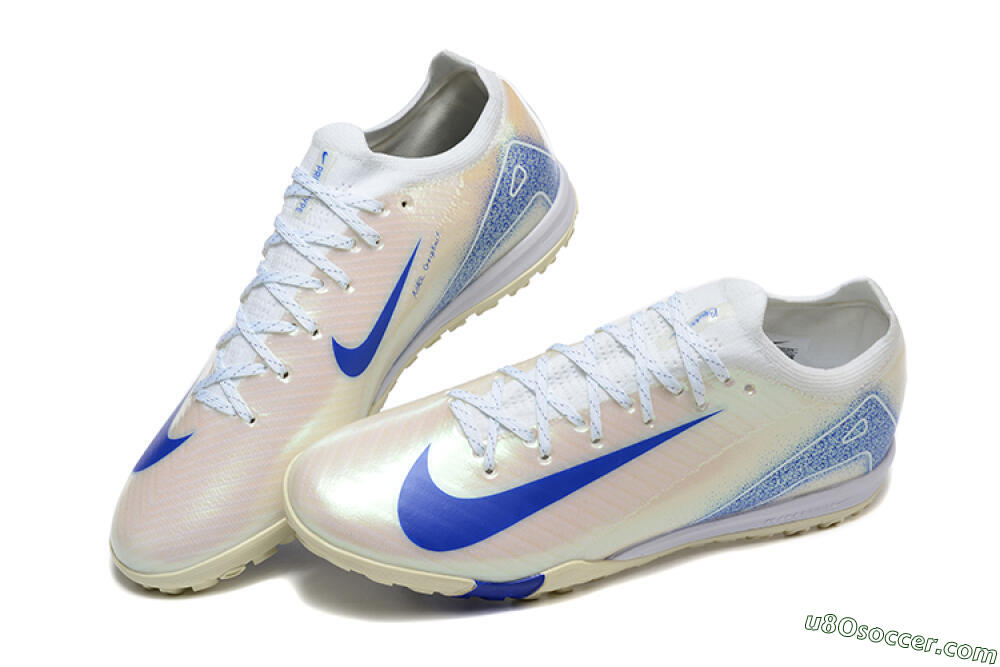 Nike Air Zoom Mercurial Vapor 16 Elite TF Artificial Turf Soccer Shoes - Beige/Blue/White 6