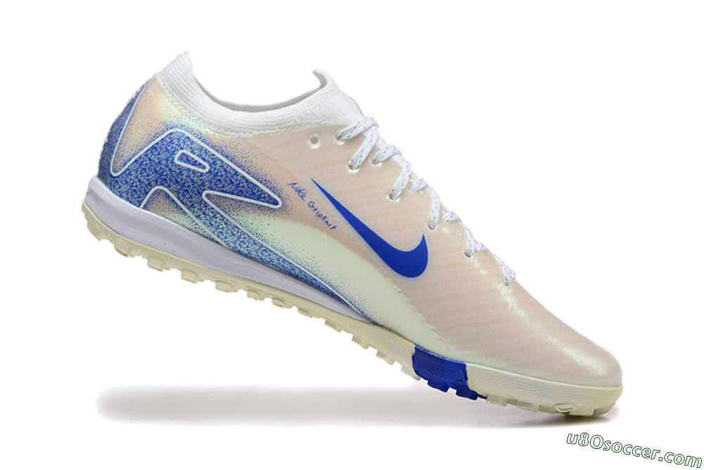 Nike Air Zoom Mercurial Vapor 16 Elite TF Artificial Turf Soccer Shoes - Beige/Blue/White 7