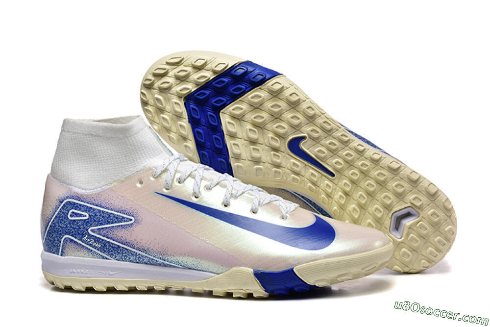 Nike Air Zoom Mercurial Superfly 10 Elite TF Artificial Turf Soccer Shoes - Beige/White/Blue 1