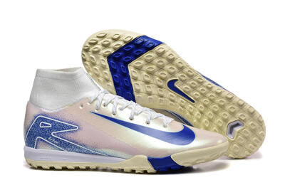 Nike Air Zoom Mercurial Superfly 10 Elite TF Artificial Turf Soccer Shoes - Beige/White/Blue