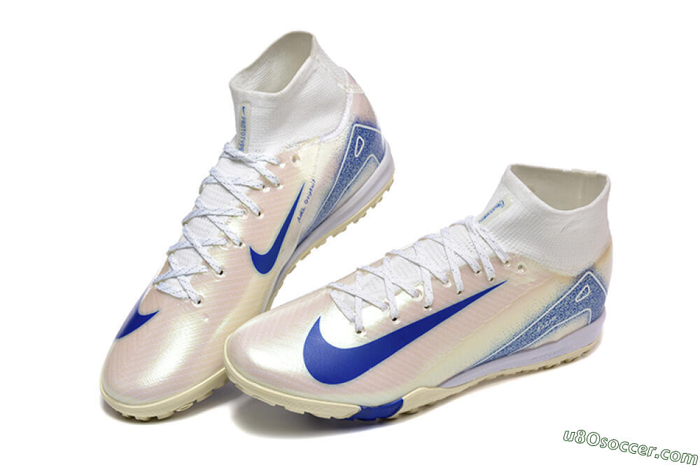 Nike Air Zoom Mercurial Superfly 10 Elite TF Artificial Turf Soccer Shoes - Beige/White/Blue 6