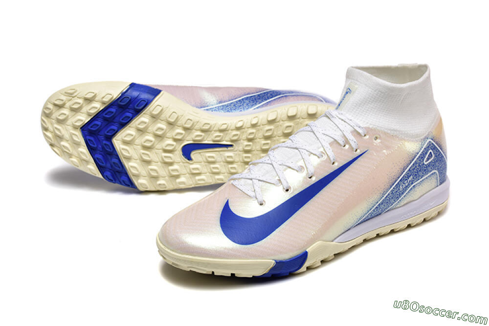 Nike Air Zoom Mercurial Superfly 10 Elite TF Artificial Turf Soccer Shoes - Beige/White/Blue 3