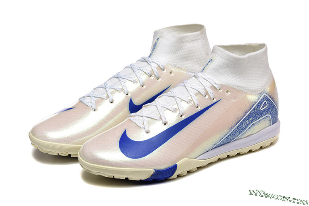 Nike Air Zoom Mercurial Superfly 10 Elite TF Artificial Turf Soccer Shoes - Beige/White/Blue 5