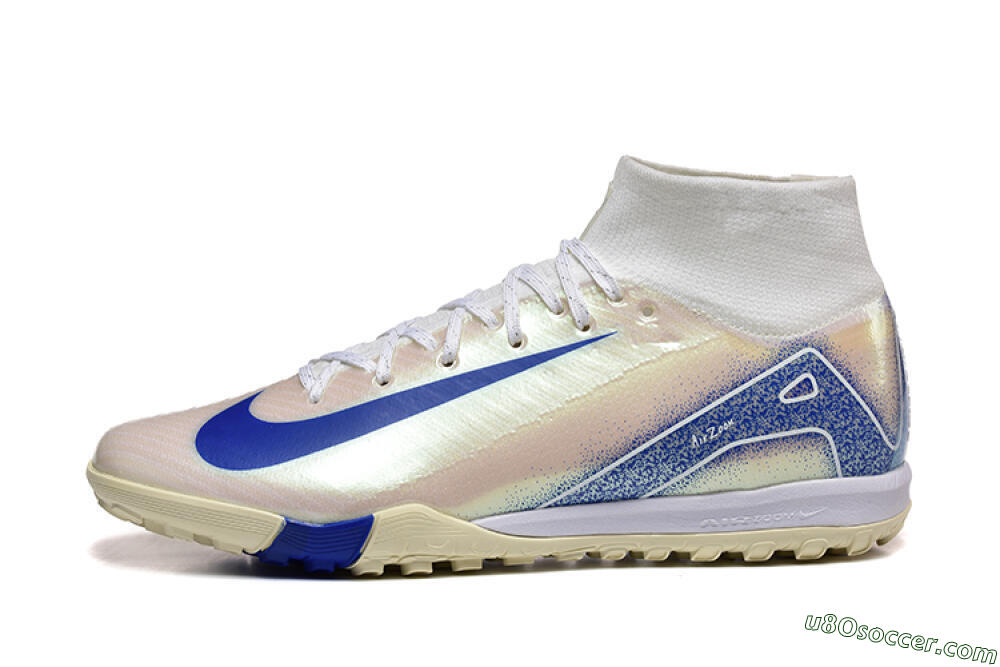 Nike Air Zoom Mercurial Superfly 10 Elite TF Artificial Turf Soccer Shoes - Beige/White/Blue 2