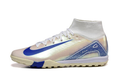 Nike Air Zoom Mercurial Superfly 10 Elite TF Artificial Turf Soccer Shoes - Beige/White/Blue