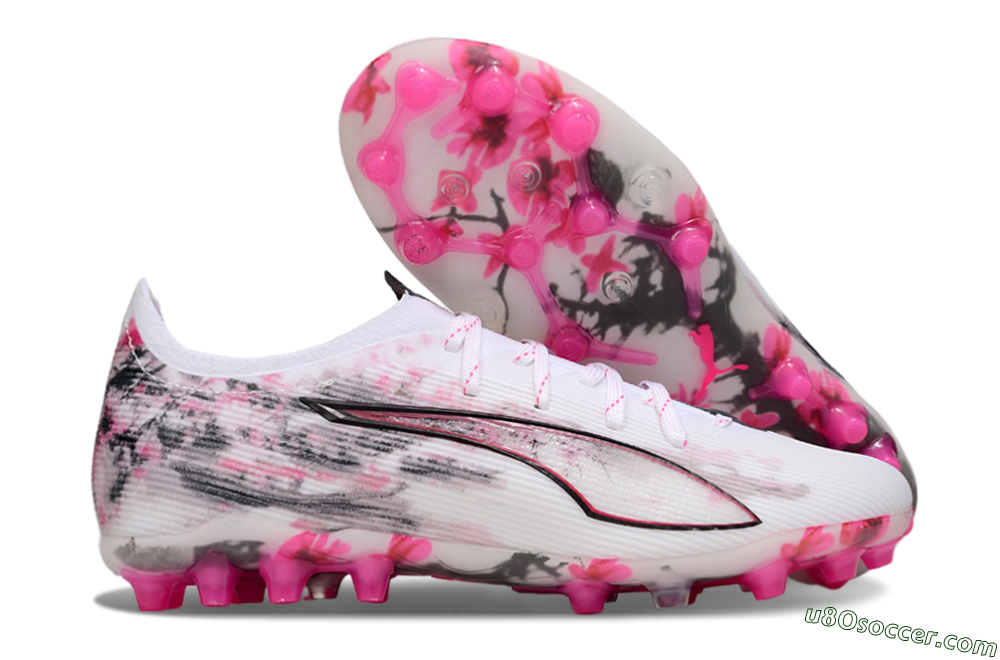 Puma Ultra 5 Ultimate FG Firm Ground Soccer Cleats - White/Pink/Black 1