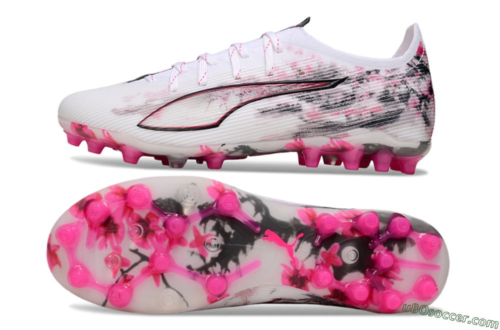 Puma Ultra 5 Ultimate FG Firm Ground Soccer Cleats - White/Pink/Black 0