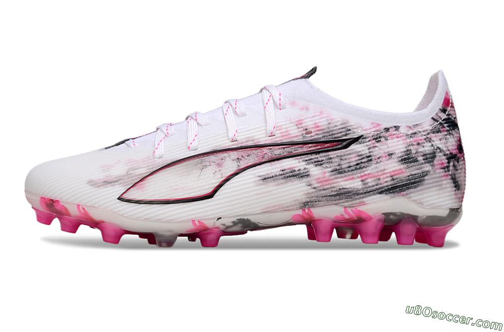 Puma Ultra 5 Ultimate FG Firm Ground Soccer Cleats - White/Pink/Black 2