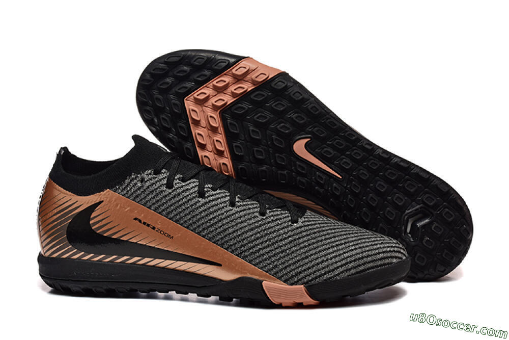 Nike Air Zoom Mercurial Vapor 16 Elite TF Artificial Turf Soccer Shoes - Black/Grey/Gold 1