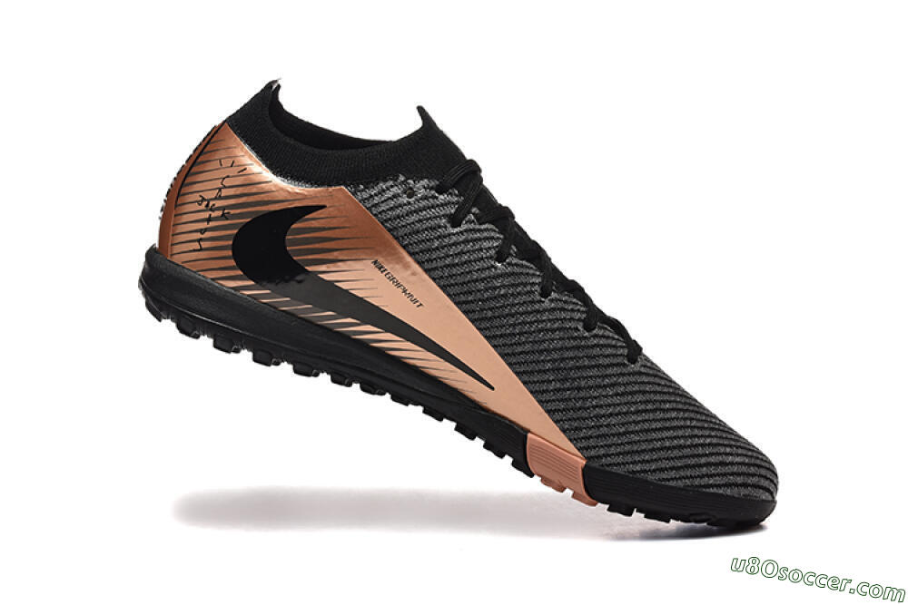 Nike Air Zoom Mercurial Vapor 16 Elite TF Artificial Turf Soccer Shoes - Black/Grey/Gold 7