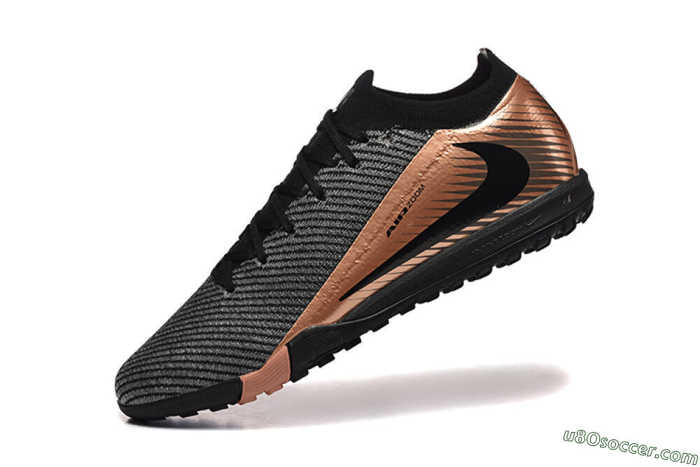 Nike Air Zoom Mercurial Vapor 16 Elite TF Artificial Turf Soccer Shoes - Black/Grey/Gold 8