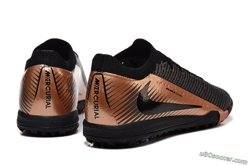 Nike Air Zoom Mercurial Vapor 16 Elite TF Artificial Turf Soccer Shoes - Black/Grey/Gold 9