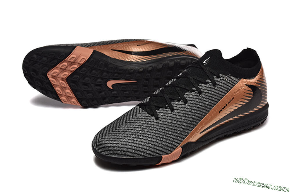 Nike Air Zoom Mercurial Vapor 16 Elite TF Artificial Turf Soccer Shoes - Black/Grey/Gold 3