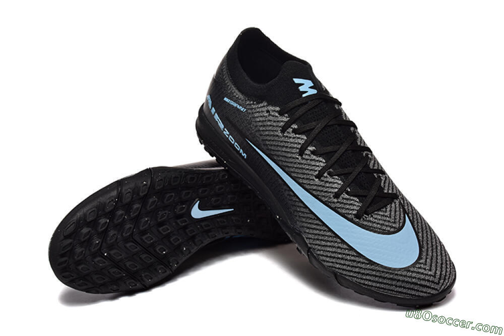 Nike Air Zoom Mercurial Vapor 16 Elite TF Artificial Turf Soccer Shoes - Grey/Black/Blue 4