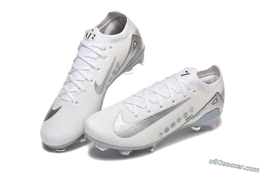 Nike Air Zoom Mercurial Vapor 16 Elite FG Firm Ground Soccer Cleats - White/Silver/Grey 6